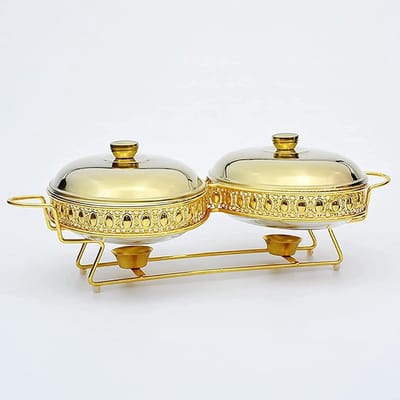Stainless Steel Chafing Dish Buffet Set with Lid Warming Element for Parties, Kitchen, Banquet and Dinner, 1.5 l,Gold