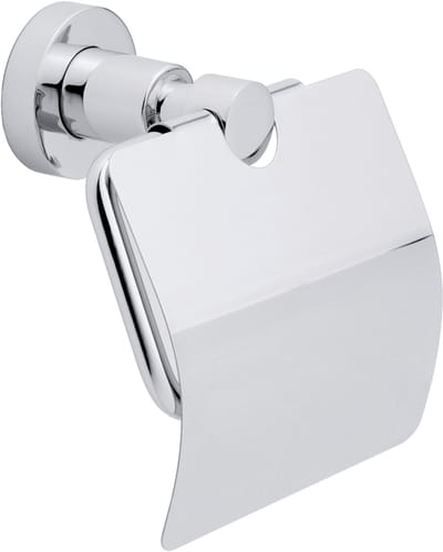 tesa toiletrolhouder LO met deksel verchroomd badkamer zelfklevend zonder boren – 140x135x80mm