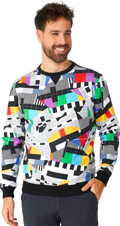 OppoSuits Testival - Heren Sweater - Carnavalskleding - Retro Testbeeld Trui - Meerkleurig - Maat S