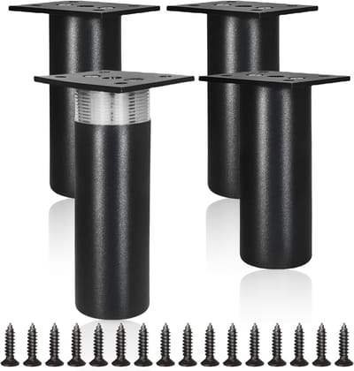 Verstelbare meubelpootjes in zwart, geschikt voor meubels met een diameter van 10 tot 12 mm, set van 4 stuks