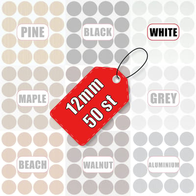 AMIG Schroefgatstickers Wit 12mm Houtnerf Zelfklevend PVC - 50 Stuks