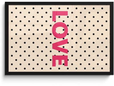 Poster in lijst - Fotolijst 60x40 cm - Posters - Love - Stippen - Roze - Posterlijst zwart - Decoratie - Wanddecoratie woonkamer - Muurdecoratie slaapkamer
