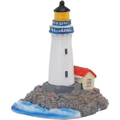 Ornement Phare Résine Décoratif Figurine Phare Décor de Table pour Étagères Cheminées Vitrines Tables de chevet white