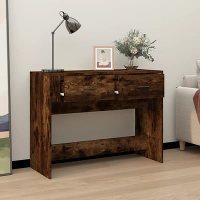 vidaXL - Wandtafel - 100x39x75 - cm - bewerkt - hout - gerookt - eikenkleurig