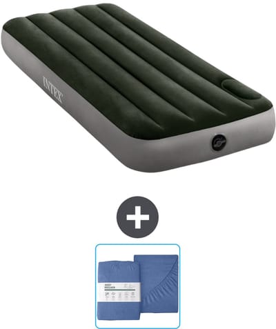 Intex Luchtbed - 1-Persoons - 76 x 191 x 25 cm - Groen - Inclusief en Hoeslaken
