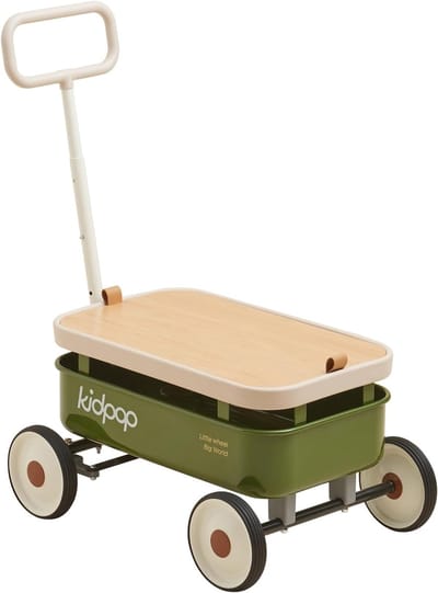 Kinderhandwagen - Duwkar Buitenspeelgoed - Buiten Spelen - Afneembaar Houten Deksel - 315 x 195 x 535 cm - Groen