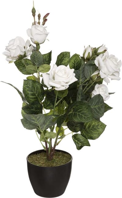 Kunstmatige planten decoratieve roos fluwelen 43cm - Fer|Polyester|Polyéthylène PE - Wit - Wit - SILUMEN