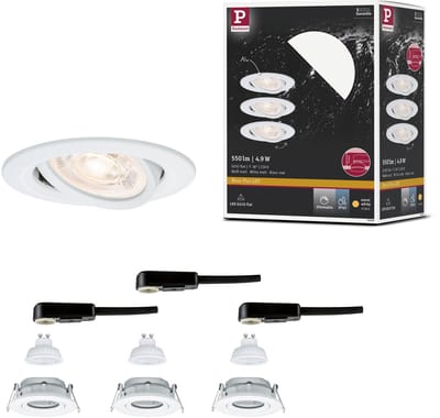LED-inbouwlamp Nova Plus GU10 Flat IP65 93 mm 3x4,9W 3x550lm 230V dimbaar 2700K Wit mat