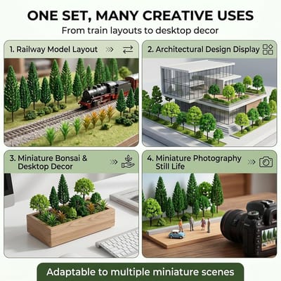 40 Miniatuurbomen voor Modelbouw, Verschillende Soorten van 3,5-11 cm, Ideaal voor Landschapsmodellen en Doe-Het-Zelf Projecten