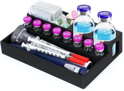 Peptide Vial Houder voor Koelkast, Insulinepen en Naalden, Opslagbox voor Diabetische Accessoires, Ideaal voor Ozempic en Mounjaro