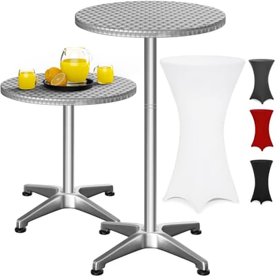 Casaria Statafel met Tafelrok -Hoogte Verstelbaar 70cm 115cm – Wit