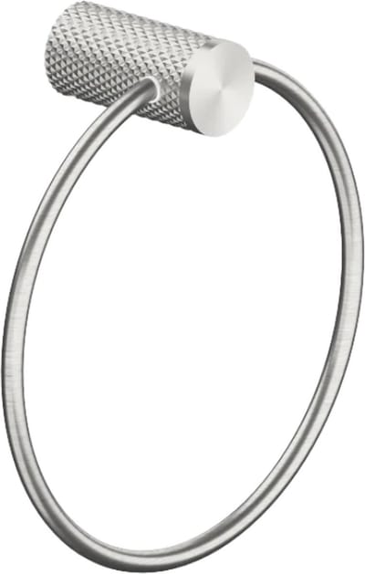 Owen & Finch Messing Handdoekring – Geborsteld Nikkel | Brushed Nickel – Luxe Diamant Karteling
