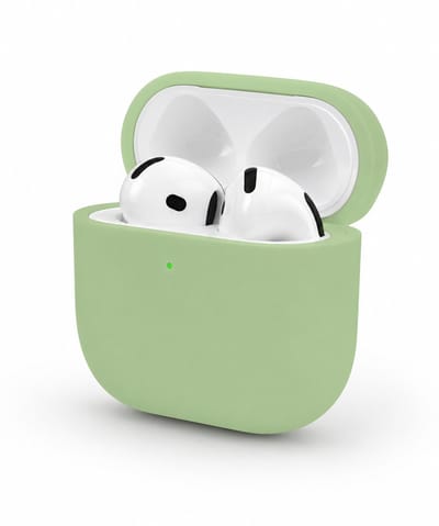 Enluxe Case geschikt voor Airpods 4 – Licht Groen - Premium Siliconen Hoesje, Valbescherming & Spatwaterdicht, Draadloos Opladen Compatibel