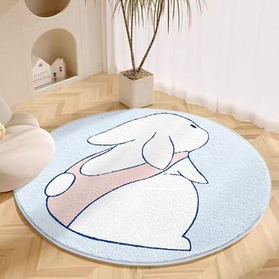 Rond Tapijt Woonkamer Pluche Mat Dik Kinderkamer Leeshoek Cartoon Slaapkamer Studeerkamer Draaistoel Geluidsdempende Voetmat 100cm