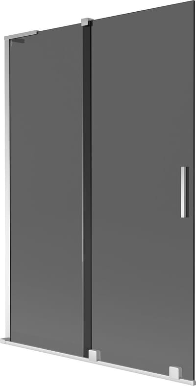 Mexen Velar L badwand 2-delig schuifbaar 120 x 150 , grafiet, chroom - 896-120-003-41-01