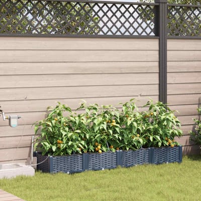 vidaXL - Plantenbak - 4 - st - Grijs - 160 - x - 40 - x - 22 - cm - PP