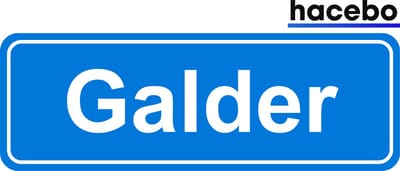 Hacebo - Plaatsnaam Sticker - 29x10 CM - Galder sticker - Verkeersborden sticker - grappige cadeaus - Galder
