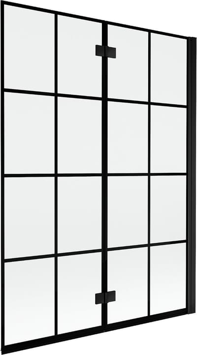 Mexen Mist badwand 2-vleugelig rechts 130 x 150 , zwart rooster, zwart - 8A9-130-002-70-77-P