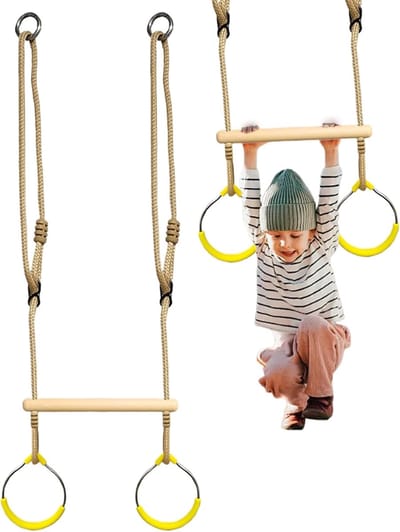 Trapeze schommel - Klimtouw ringen - Buiten spelen - Sterke draagkracht - 39x148cm - Willekeurige kleur