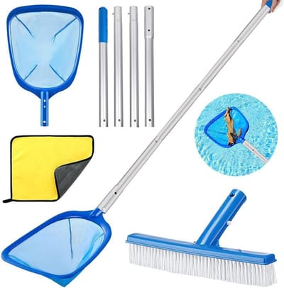 Landing Net met Telescopische Stok - 187 cm Lange Fijnmazige Bladlandingnet voor Zwembad - Reinigingsset voor Zwembad, Spa, Vijver