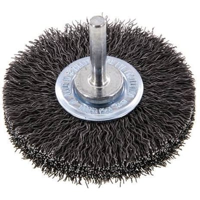 Staaldraad Gegolfde Ronde Staalborstel Diameter 70 mm/ As 6 mm