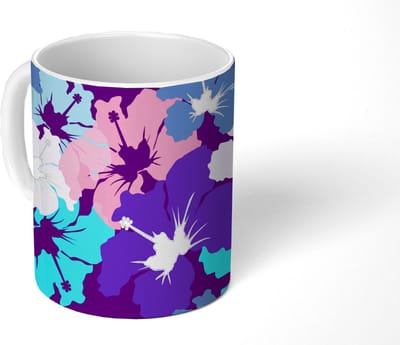Mok - Koffiemok - Tropisch - Bloemen - Hawaii - Patroon - Mokken - 350 ML - Beker - Koffiemokken - Theemok
