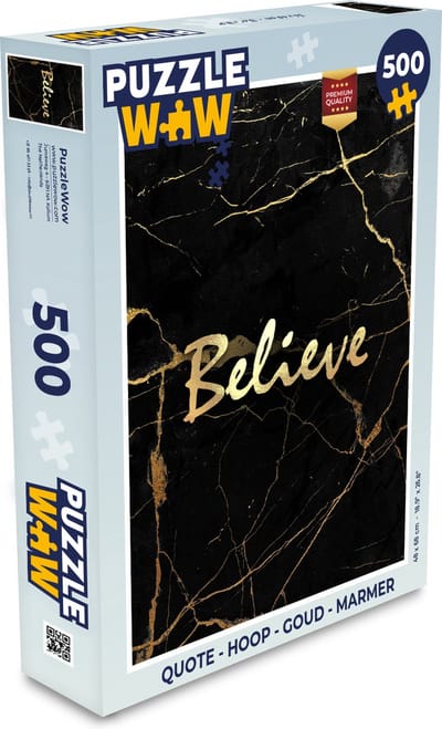 Puzzel Quote - Hoop - Goud - Marmer print - Legpuzzel - Puzzel 500 stukjes