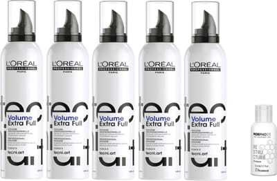 5 x L’Oréal Professionnel Tecni.ART Full Volume Extra Mousse – Lichtgewichte mousse voor volume – 250 ml + WILLEKEURIG Travel Size