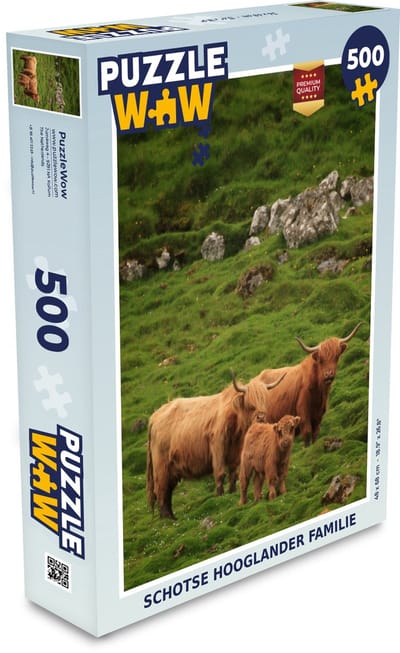 Puzzel Schotse hooglander familie - Legpuzzel - Puzzel 500 stukjes