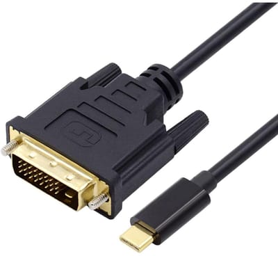 GELLDG Type-C naar DVI-kabel - Type-C naar DVI Kabel Adapter - Mannelijk Type-C naar Mannelijk DVI-D Dual Link- Geschikt voor MacBook, iPad, Dell XPS - Converter voor Monitor, TV, Projector - 1080p Full HD 60Hz - Goud - 1,8 m