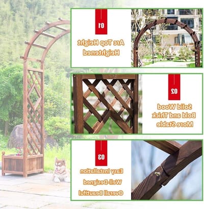 Houten Tuinboog - Rozenboog Trellis - Planten Klimmen - Weerbestendig Ontwerp - 160 cm - Bruin