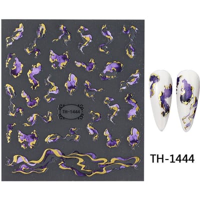 Nagelstickers Paars Blauw Bruin Inkt Design Decals Decoraties Kunst Zelfklevende Holografische Slider Manicure Benodigdheden TH-1444 gray