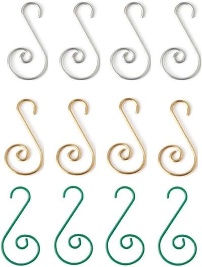 120 Stuks S-Haakjes voor Kerstboomdecoraties, Mini Metalen S-Haakjes voor Ornamenten in Goud/Zilver/Groen, Perfect voor Kerstversiering (4 x 2 cm)