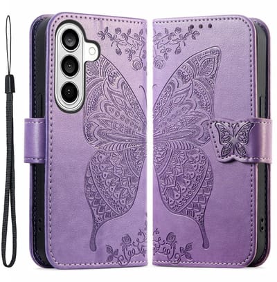 Coverup Hoesje - Geschikt voor Samsung Galaxy A57 Hoesje - Coverup Vlinder Book Case - Paars