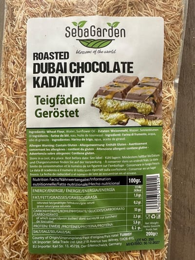 Seba Garden Geroosterde Kadayif voor Dubai Chocolade, Engelhaar, Deegdraden, 200 g