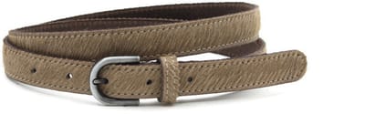Dames smalle riem - 2 cm breed - zwarte gesp - beige hair-on - Leer - Smalle riem - Casual - Maat 95