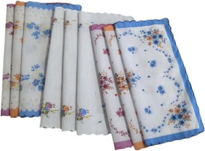 Dameszakdoekjes Set - Zakdoekjes Dames - Dagelijks Gebruik - Bloemenprint Golvende Rand - 29.5 cm x 29.5 cm - Multicolor