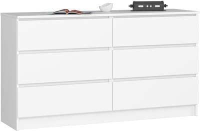 Ladekast K140 met 6 Lades / AKORD Furniture Factory / Wit / 138 x 77 x 40 cm