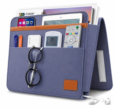 BOTC Bedside Pocket - Bed Organizer Hangend - Vilten Bedside Opbergzak - voor Tablet, Afstandsbediening & Kabels - Inktgrijs