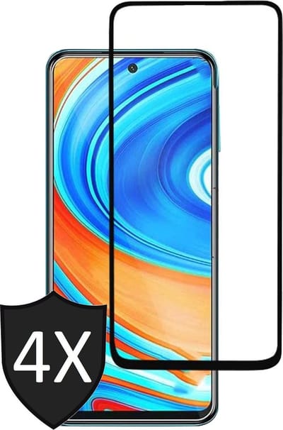 Screenprotector geschikt voor Xiaomi Redmi Note 9 Pro - Full Screen Protector Glas - 4 Stuks