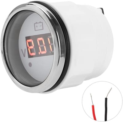 Spanningsmeter LED - Voltmeter Boot - Accu Bewaken - IP67 Waterdicht - 2 Inch - Wit