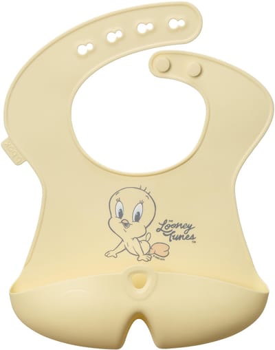 b.box siliconen slabbetje Warner Bros Looney Tunes, diepe open zak, verstelbare neksluiting, zacht antikleef FDA-siliconen, vaatwasmachinebestendig, BPA-vrij, voor baby's vanaf 4 maanden