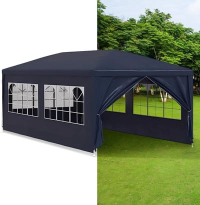 Feesttent Klapbaar - Paviljoen - Buitenfeesten - Waterdicht met zijkanten - 3x6 meter - Blauw