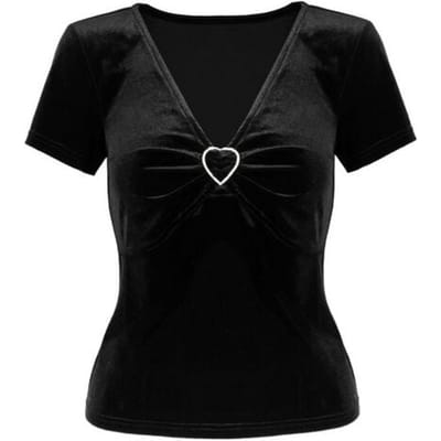 Hell Bunny - Rockabilly T-shirt - Vendome Top - XS tot S - voor Vrouwen - zwart