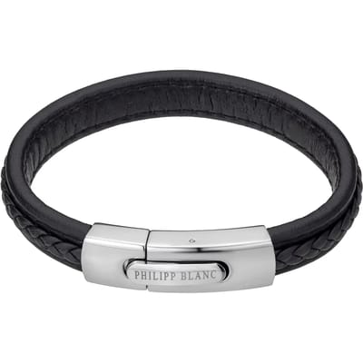 Echt leer en roestvrij stalen armband Philipp Blanc Henry