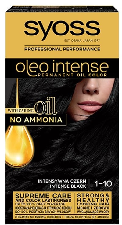 Syoss - Oleo Intense Hair Dye Permanently Coloring From Oils 1-10 Intense Black