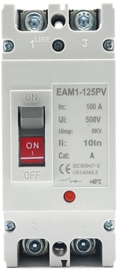 2P DC 500V Stroomonderbreker voor Fotovoltaïsche Zonne-energie - Overbelastingsbeveiliging 100A 125A