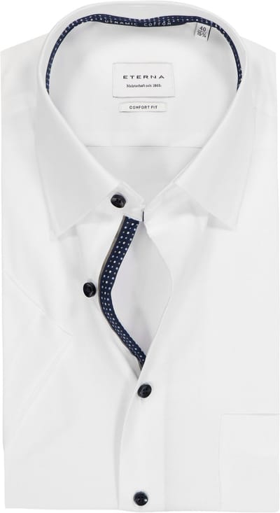 ETERNA comfort fit overhemd korte mouw - twill - wit - Strijkvrij - Boordmaat: 50 (EU maat: 4XL)