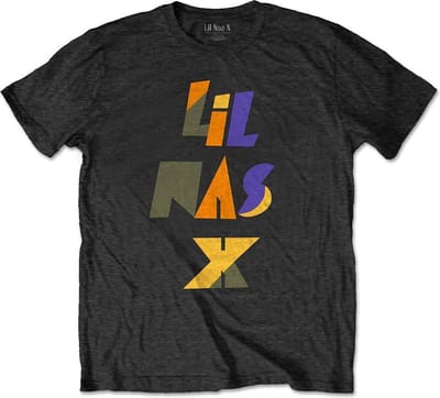Lil Nas X Heren Tshirt -S- Scrap Letters Zwart