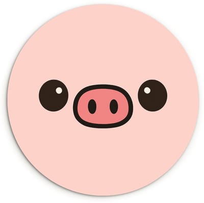 WallCircle® Wandcirkel 120x120 cm - Muurcirkel Varken - Roze - Minimalistisch - Muurdecoratie woonkamer - Wanddecoratie slaapkamer - Kamer decoratie accessoires - Ronde schilderijen XXL